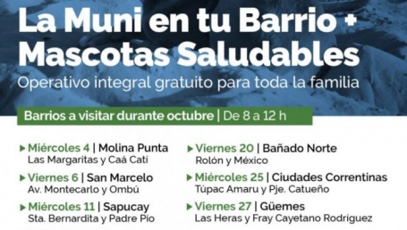La Muni en tu Barrio: octubre comenzará con operativos integrales en Molina Punta y San Marcelo