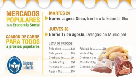 "Carnes a precios populares" a los barrios Laguna Seca y 17 de Agosto